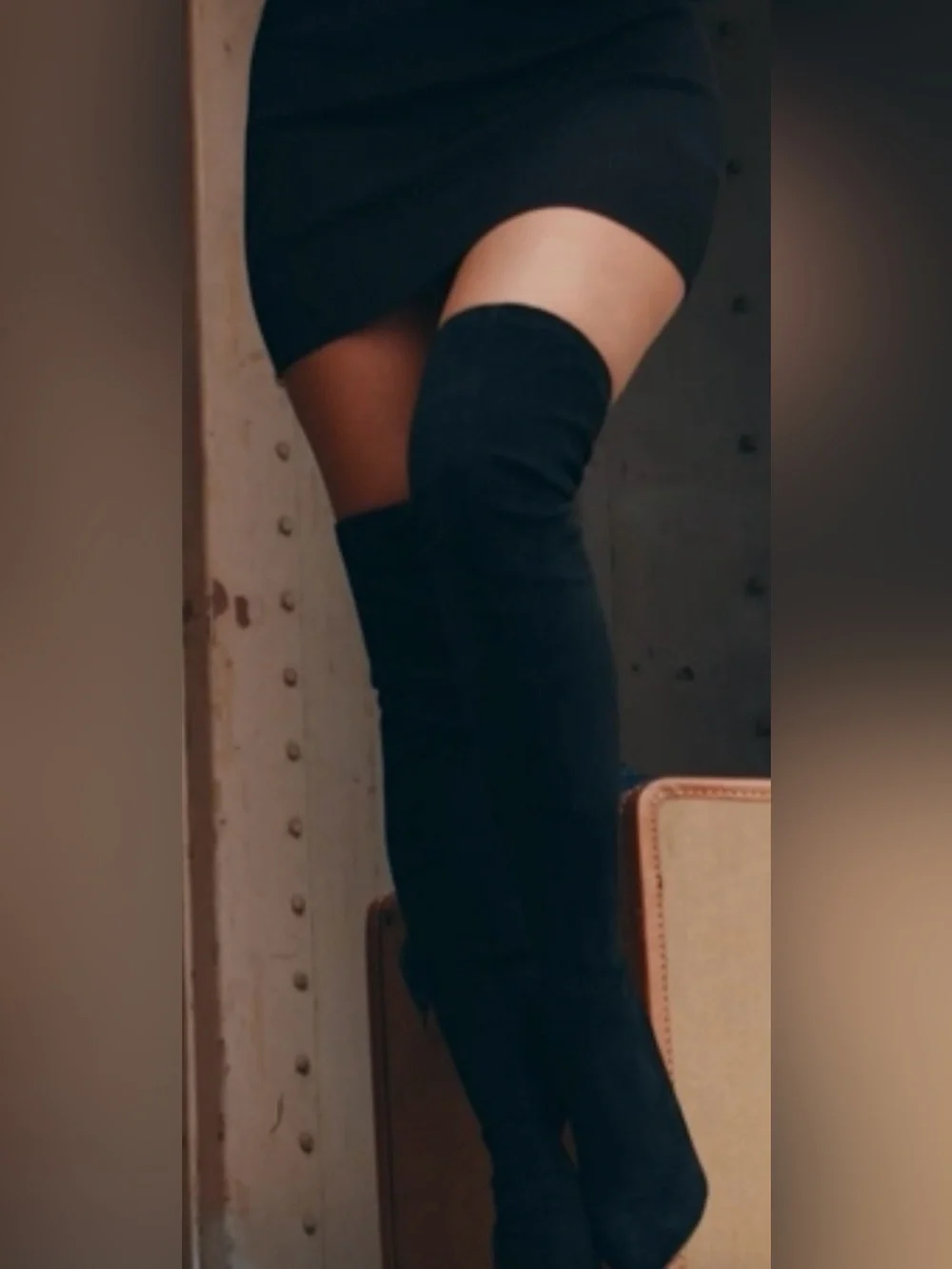 Fashion Nova Black Over-the-Knee Suede Block Heel Boots Size 8
